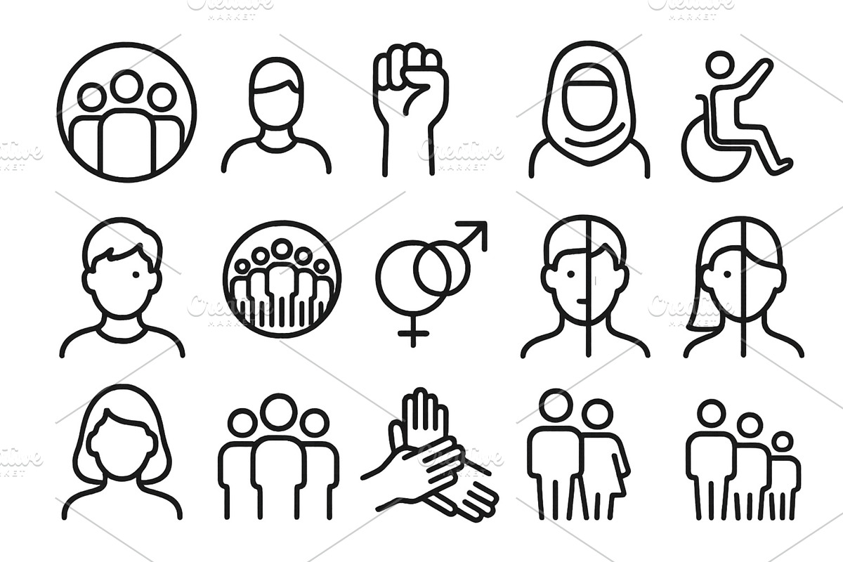 Diverse icons representing social, a Person Illustration by ZinetroN