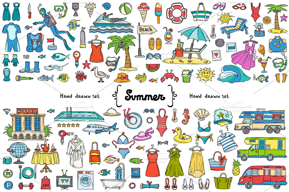 Vector set on the theme of summer, an Object Graphic by Olga Chuklay (Photo 1 of 2)