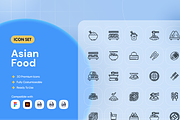Asian Food Icon Set, an Outline Icon by Nathaya Studio (Thumbnail 1 of 2)
