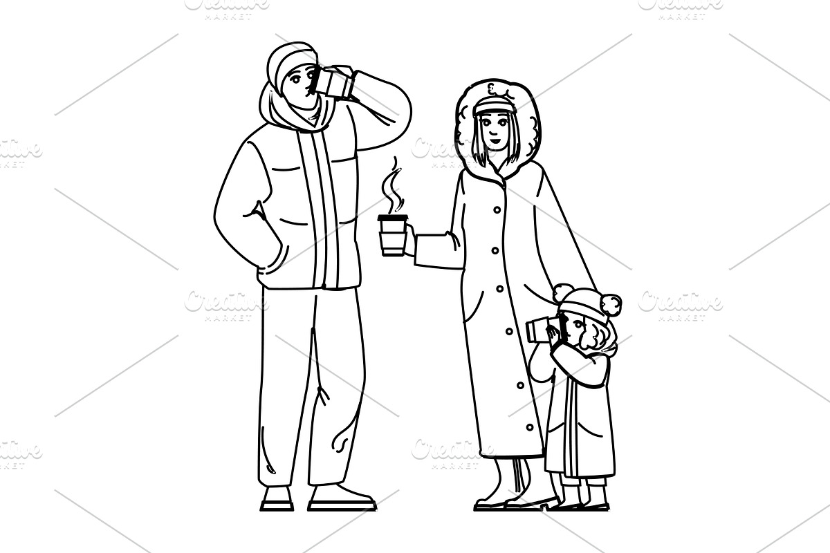 cozy drinking hot chocolate vector, a Person Illustration by pikepicture