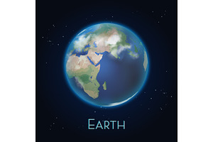 Realistic Earth Planet Icon.World