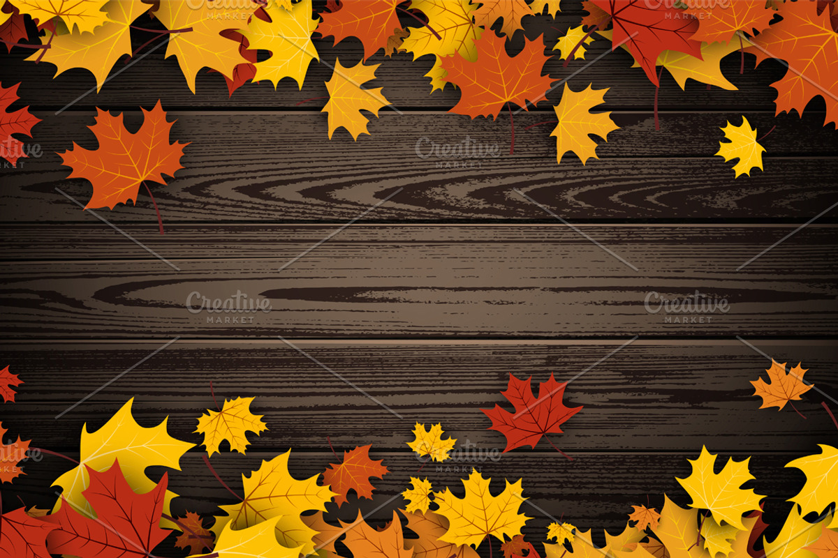 Wooden texture set with maple leaves, a Decorative Illustration by Vjom (Photo 3 of 9)