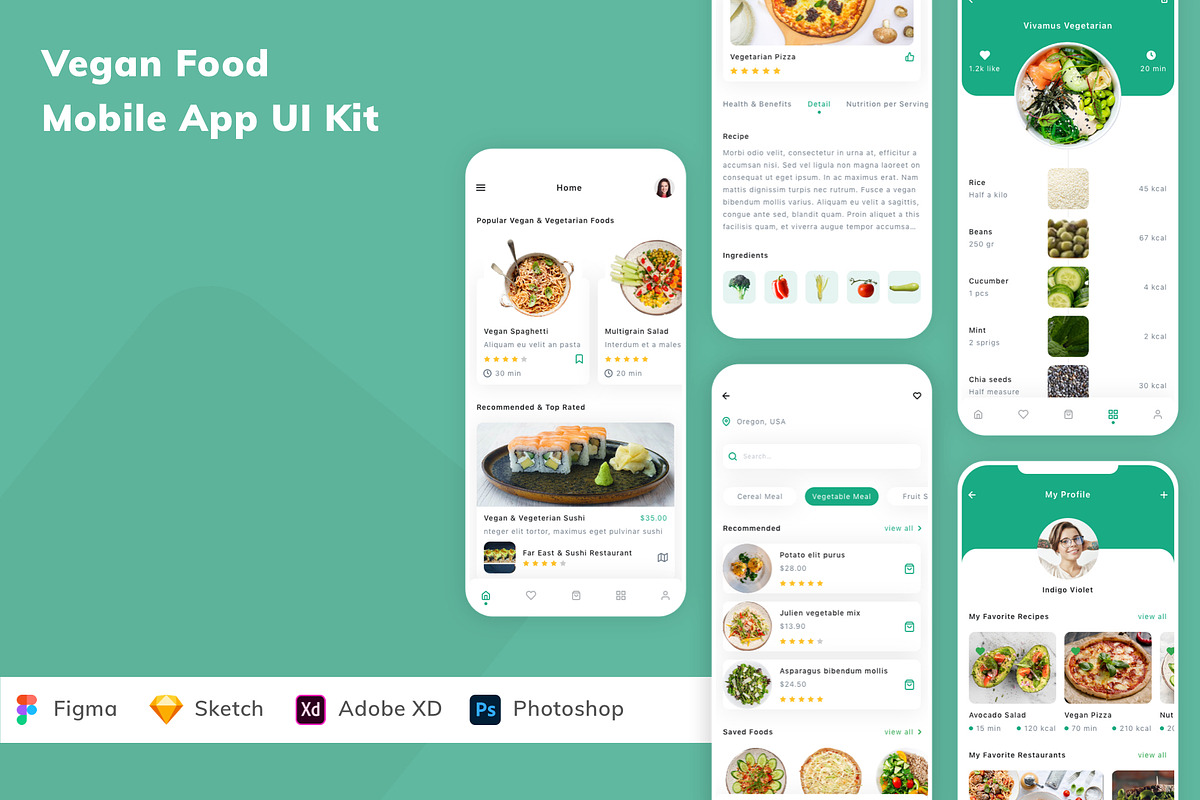 Vegan Food Mobile App UI Kit, an UI Kit Template by Betush