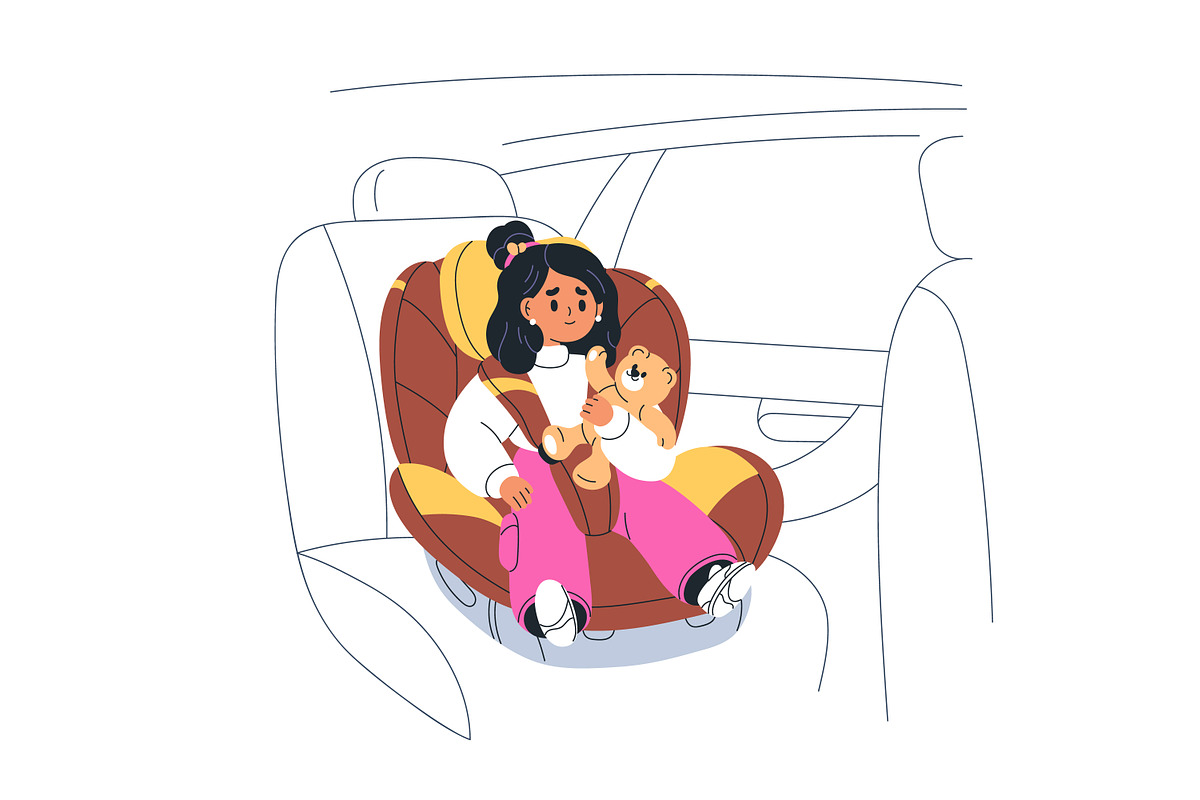 Kids sitting in baby car seats set, a Transportation Illustration by Good Studio (Photo 5 of 6)