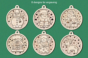 Christmas Ornaments Glowforge Laser, an Object Graphic by Anna Druzhkova (Thumbnail 2 of 9)