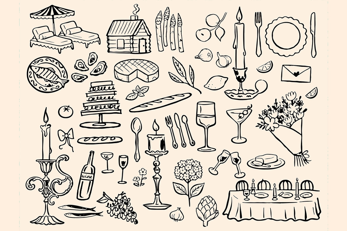 Wedding Menu Clipart Bundle, a Decorative Illustration by ClayStudio (Photo 2 of 8)