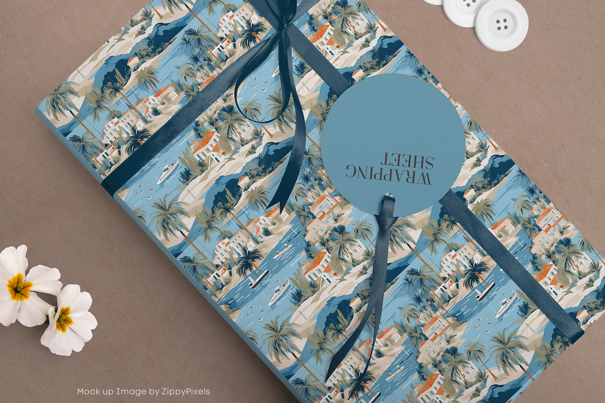 Palm Beach Toile Seamless Pattern, a Pattern Graphic by STUDIO CHOTI (Photo 5 of 9)