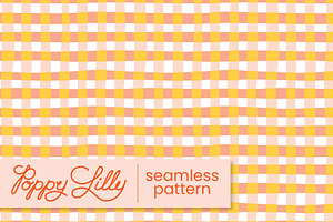 Pink and Mustard Wonky Plaid Pattern