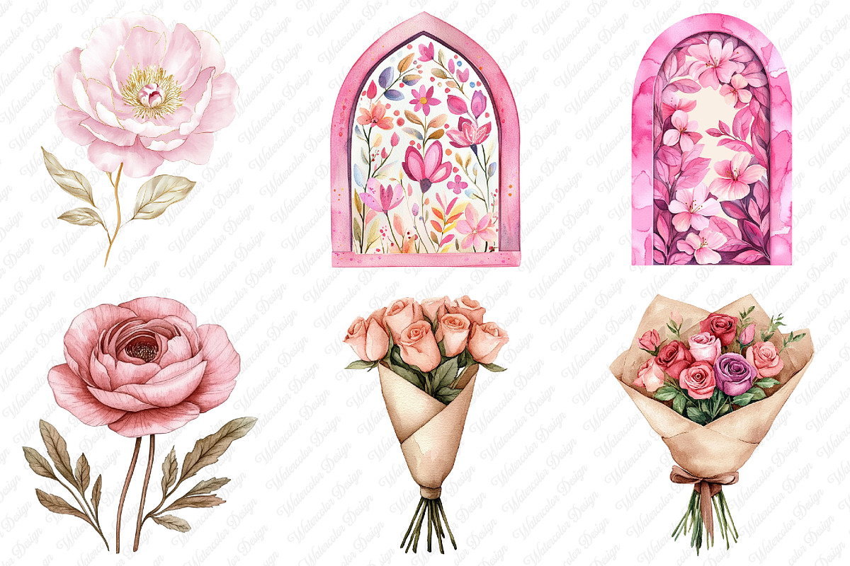 Boho Mother's Day Flowers Clipart, an Illustration by Watercolor design (Photo 3 of 13)