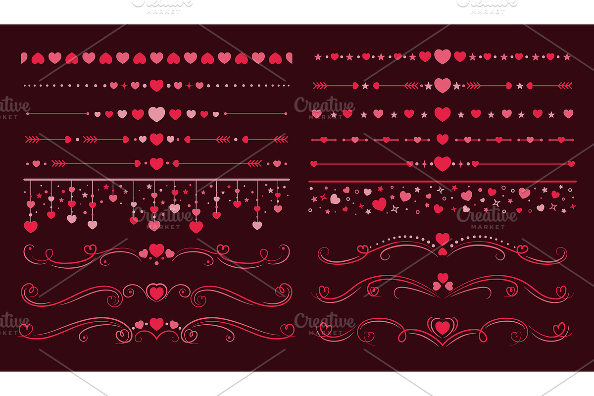 Love heart dividers, frame, an Illustration by Vector Tradition (Photo 2 of 3)