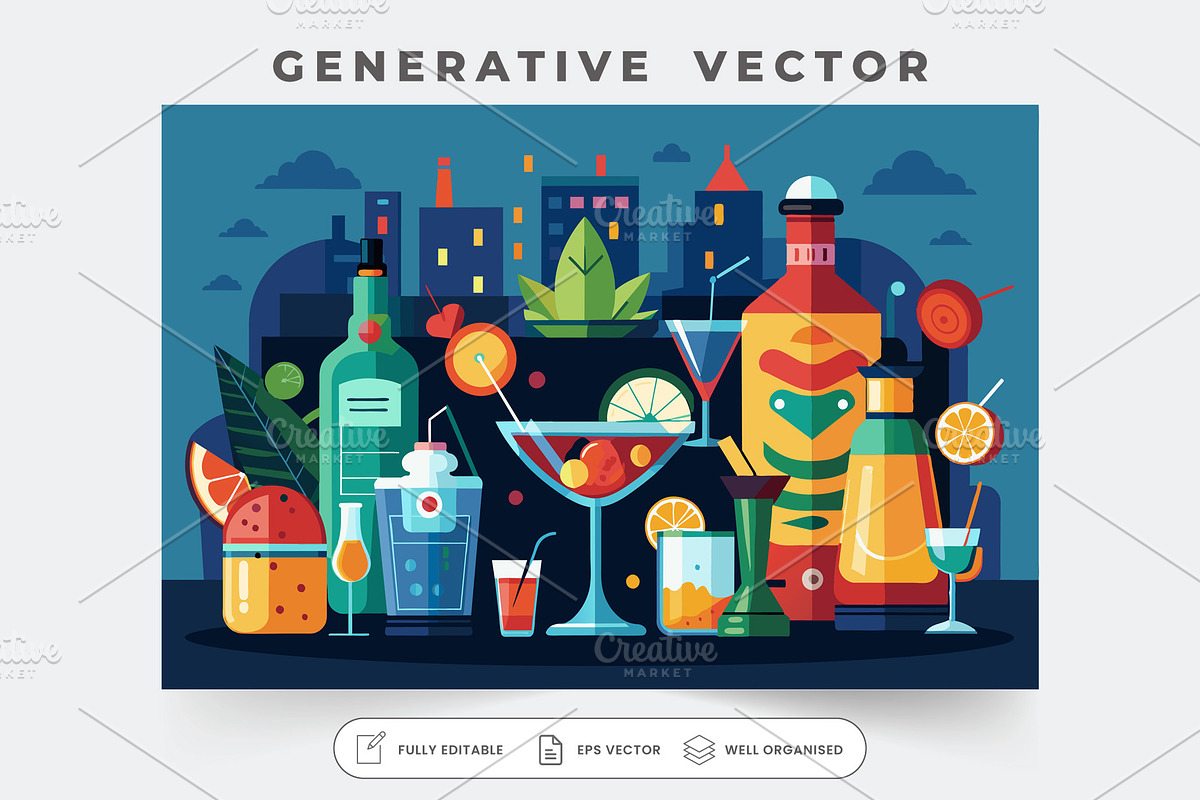 Various cocktails and drinks are sho, a Graphic by Iftikhar Alam