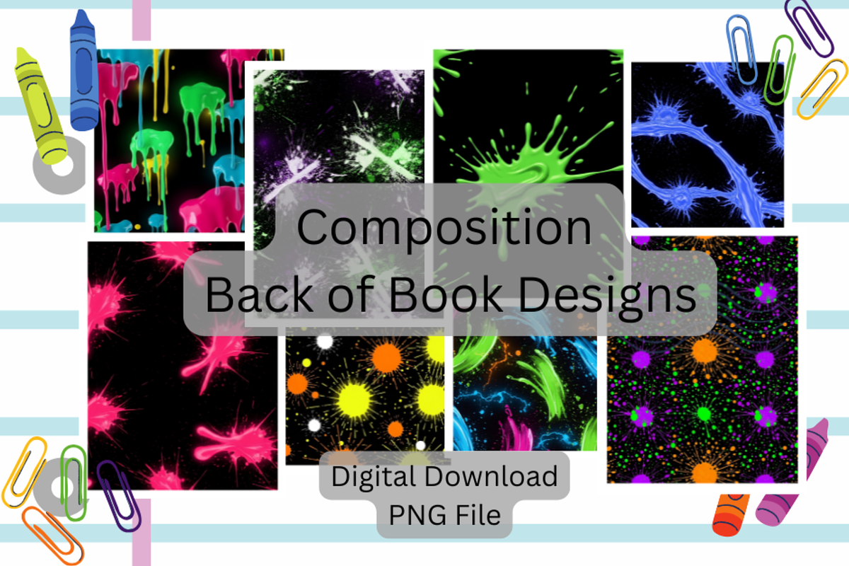 8 Neon Themed Composition Book Cover, a Pattern Graphic by SmallTownDigital (Photo 2 of 4)
