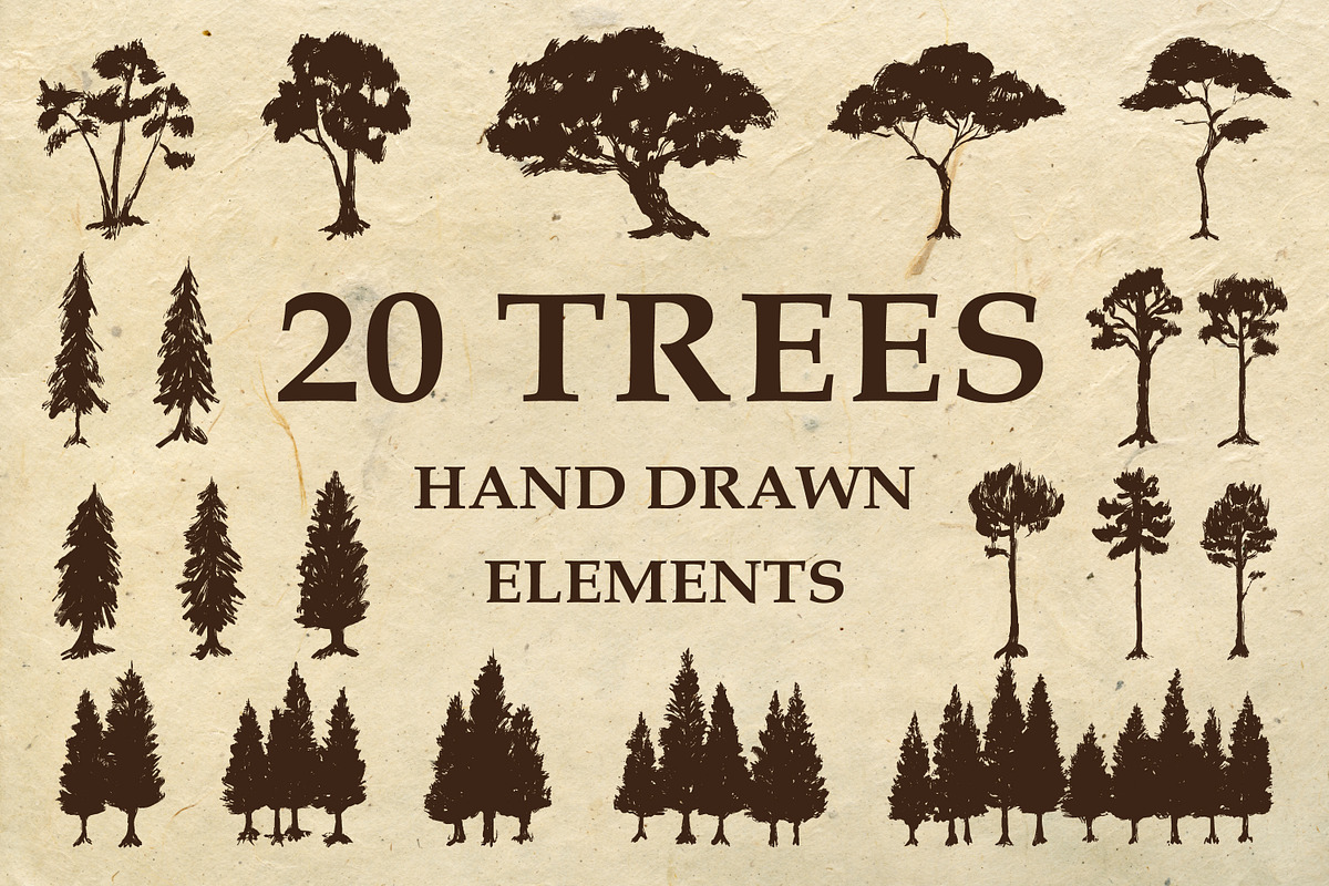 Trees Hand Drawn Illustrations, an Illustration by Artolabs (Photo 1 of 5)