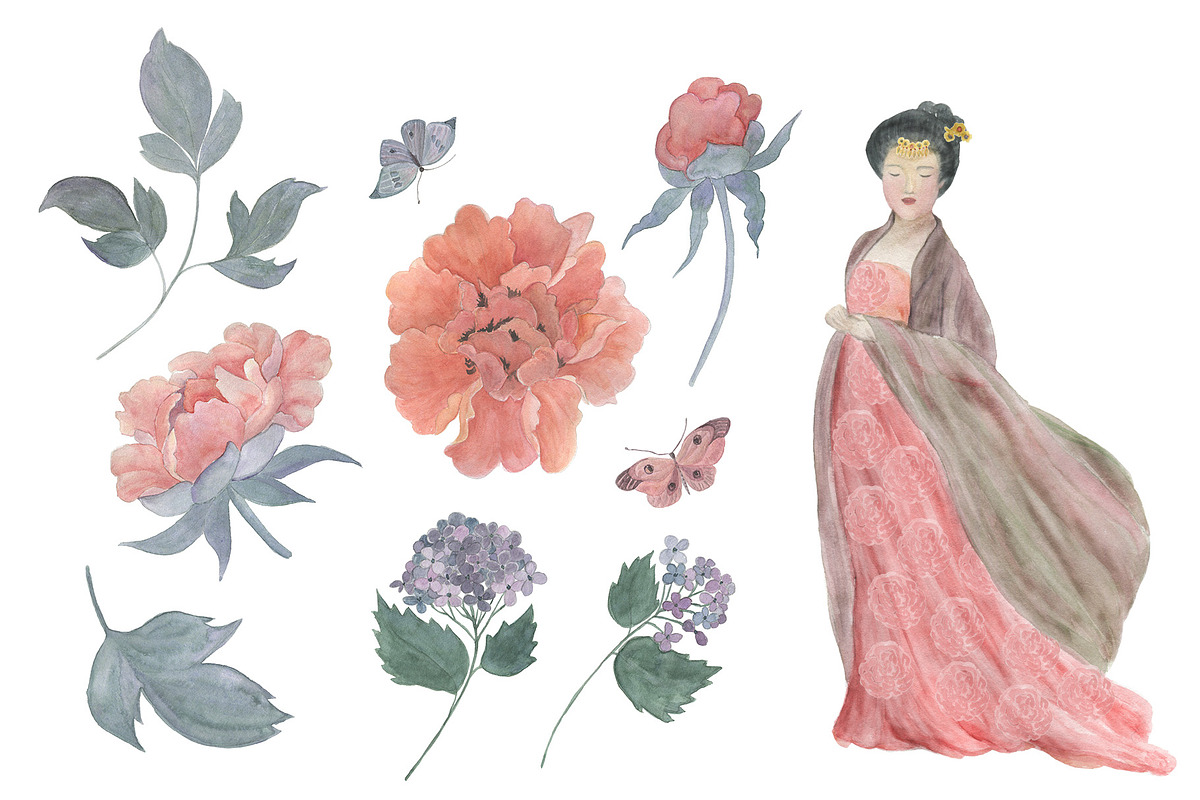 Two cranes and chinese peony, a Pattern Graphic by ramika (Photo 5 of 6)