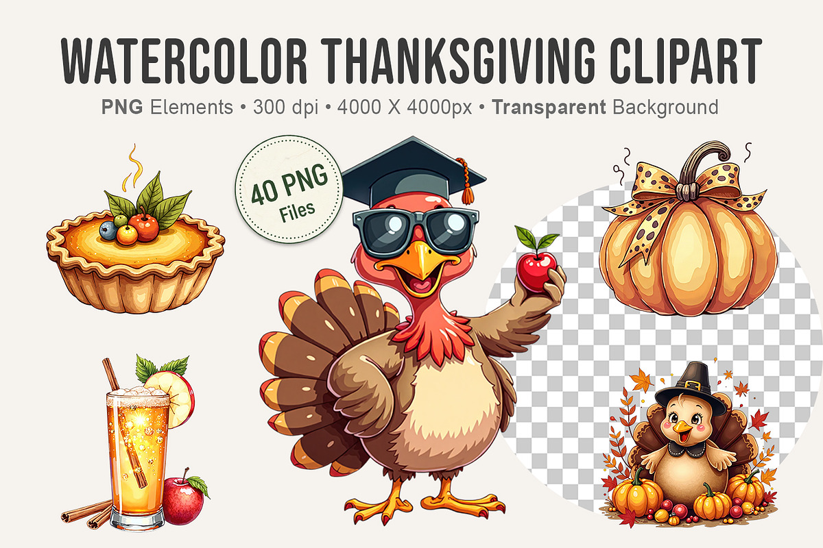 Watercolor Thanksgiving Clipart, an Illustration by Artnoy (Photo 1 of 8)