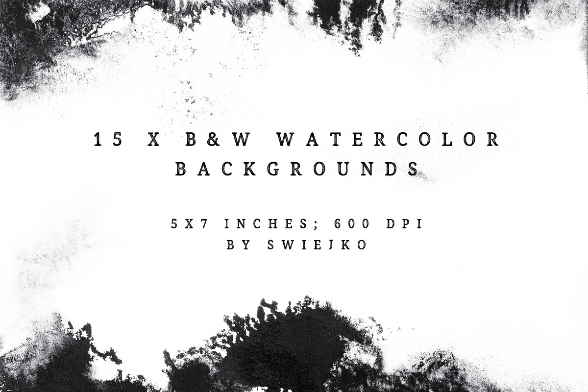 Black & White watercolor backgrounds, a Texture Graphic by swiejko (Photo 1 of 7)