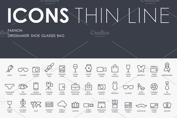 Fashion thinline icons preview 6