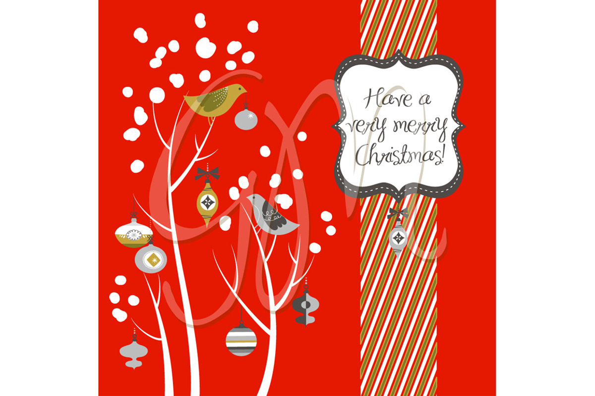 Christmas Clip Art, birds, tree, a Decorative Illustration by GraphicMarket (Photo 3 of 4)