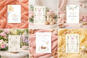 Baby Shower Invitation Mockups Canva, an Advertising Mockup by Matisse Studio