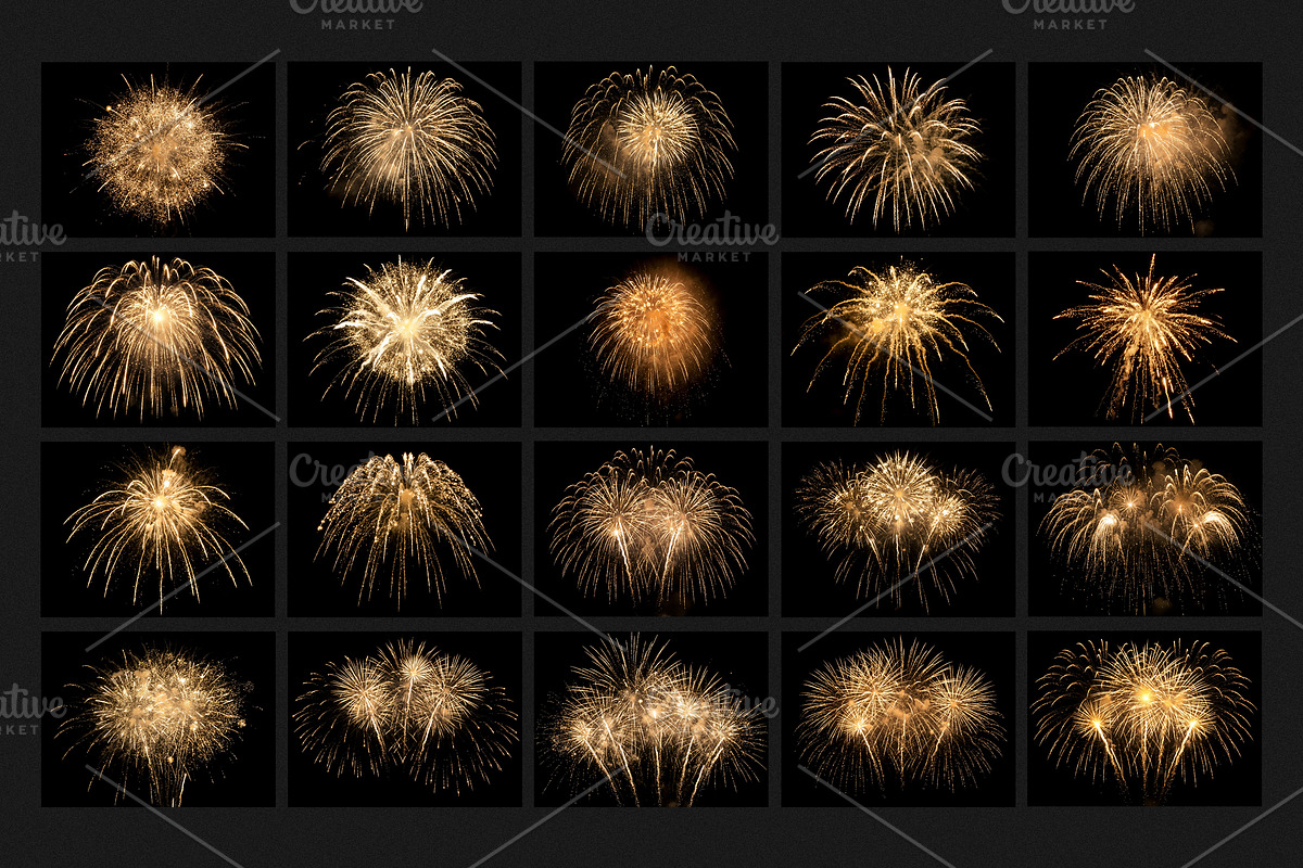 40 Golden Firework Festive Overlays, a Texture Graphic by smishura