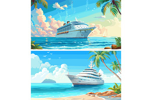 Ocean liner cartoon vector, a Transportation Illustration by Onyx