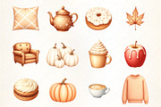Cozy Caramel & White Fall Clipart, an Illustration by CrexoraLab (Thumbnail 4 of 5)
