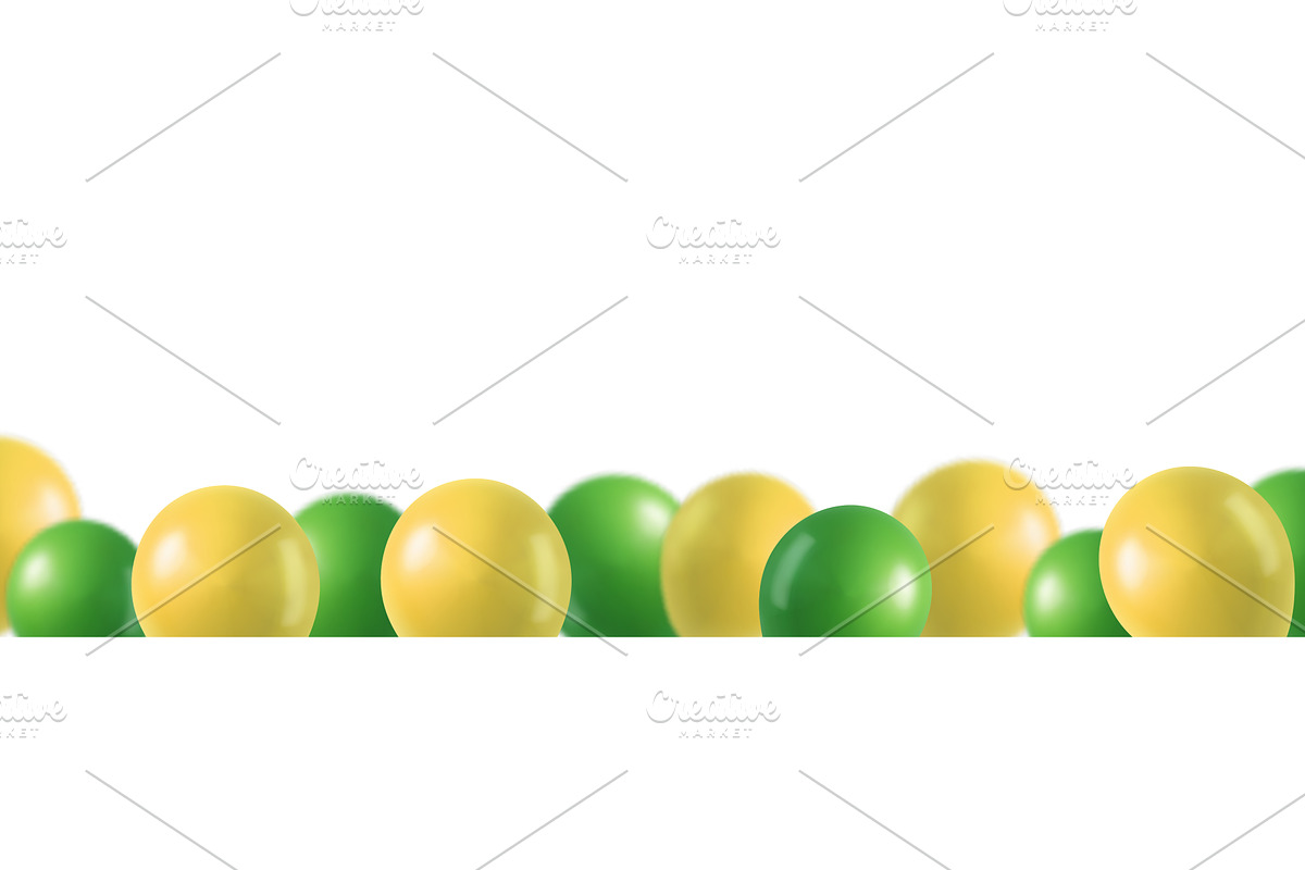 Green and yellow 3D balloons border, an Illustration by GraphiShop