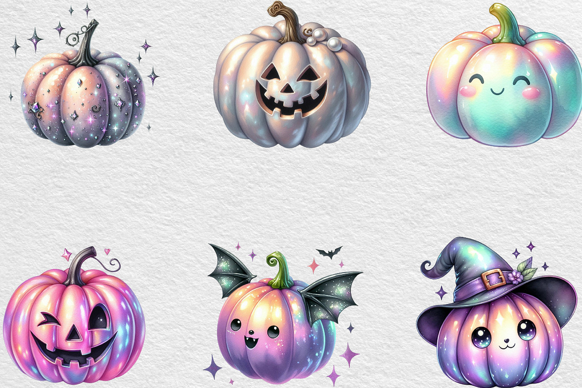 Halloween Pumpkin Iridescent Bundle, an Illustration by Black Bird Studio (Photo 2 of 6)