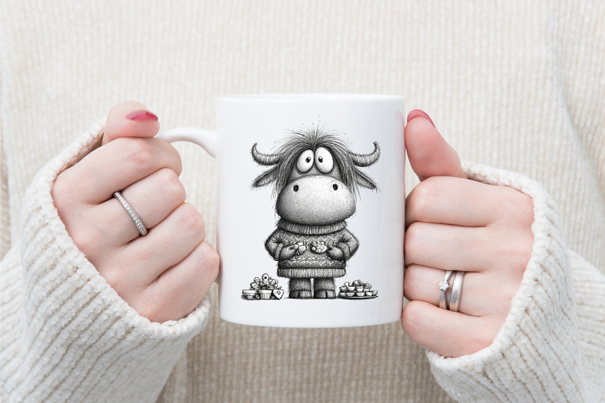 Cute Holiday Highland Cow Christmas, an Illustration by designcity5 (Photo 5 of 5)