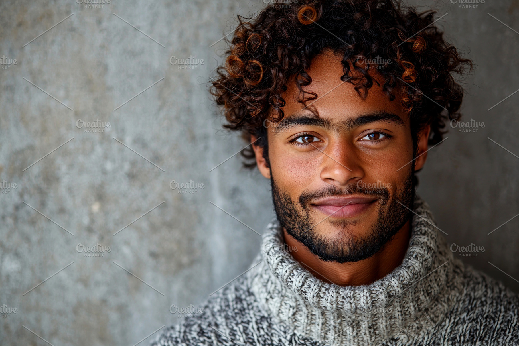 Portrait of smiling young man with curly hair and beard wearing, a Person Photo by José Manuel Gelpi