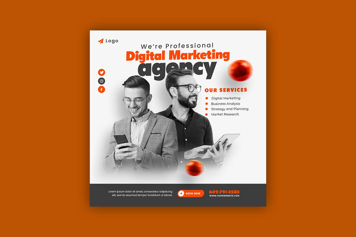 Marketing Agency Instagram Template, a Social Media Template by Saman Osama