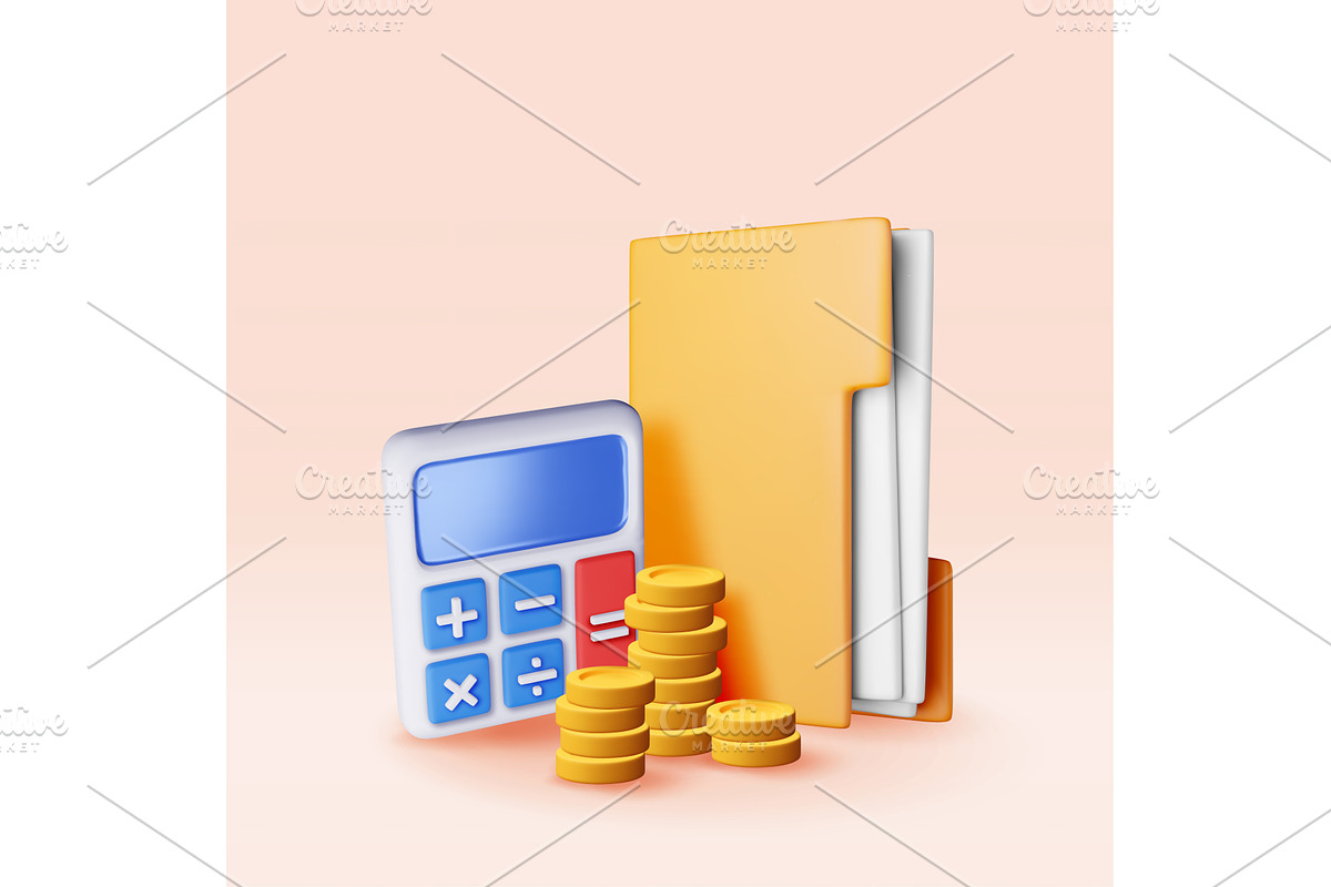 3D financial reports with money and, a Finance Illustration by Abscent