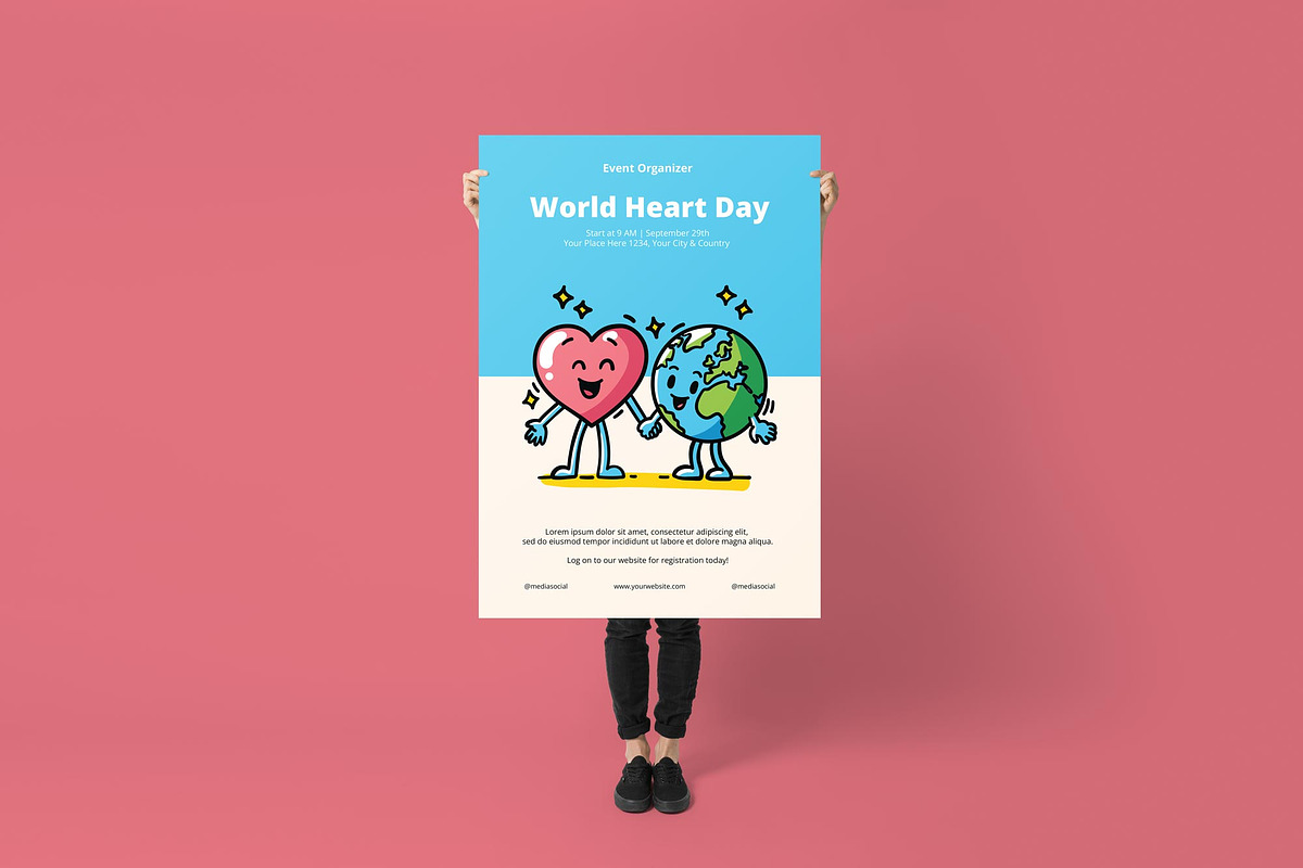 World Heart Day Poster/ Flyer, a Flyer Template by Juru Rancang Graphic (Photo 3 of 3)
