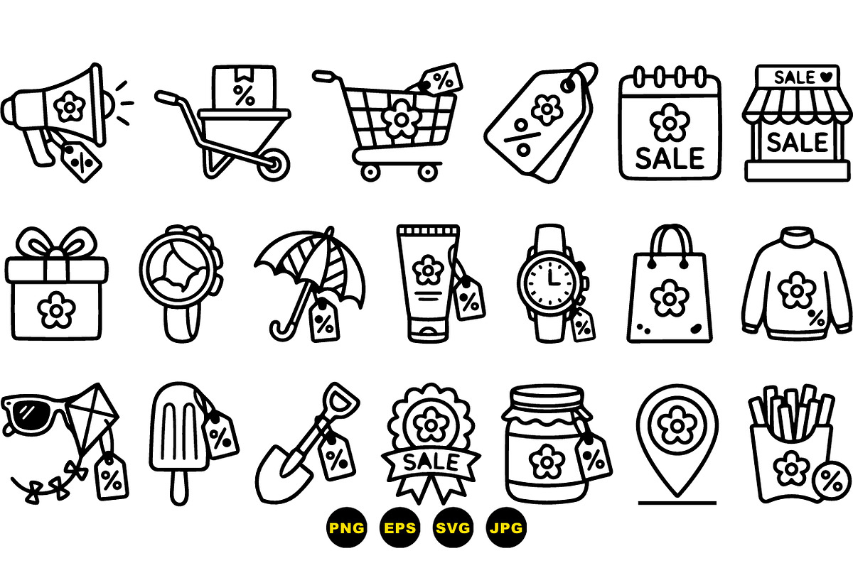 Retail Sale Outline Icons Set, an Illustration by designvectx (Photo 3 of 3)