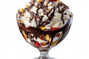 Delicious chocolate ice cream sundae, a Food & Drink Photo by Pixeness Studio