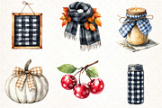 Watercolor Black Gingham Autumn PNG, an Illustration by Pixels.Craft (Thumbnail 2 of 7)