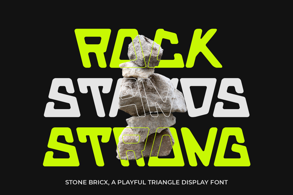 Stone Bricx Triangle Display Font, a Font by PutraCetol Studio (Photo 3 of 5)