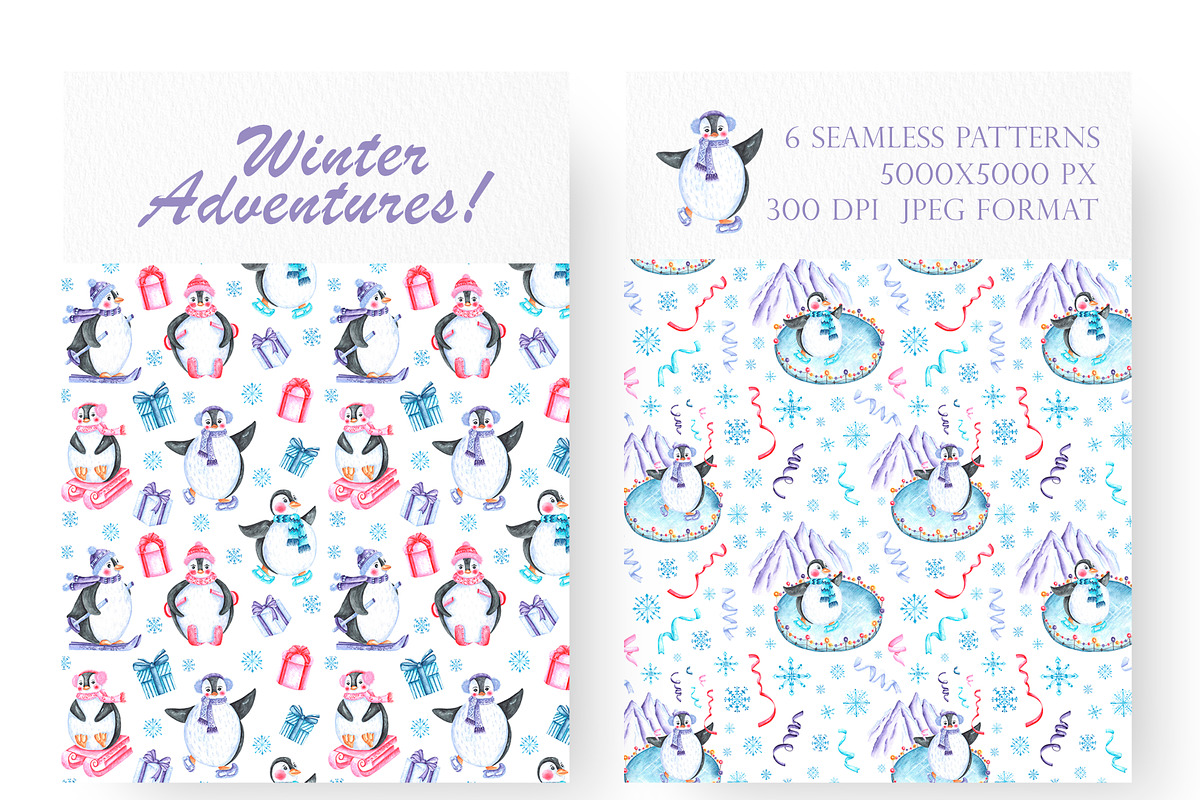 Winter adventures watercolor set., a Seasonal Illustration by SabinaWatercolorArt (Photo 7 of 17)