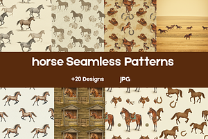 Horse Seamless Pattern Digital Paper, a Texture Illustration by BerryPieArt