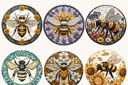 Mosaic Circular Bees Coasters, an Animal Illustration by Design Scotch (Thumbnail 4 of 10)