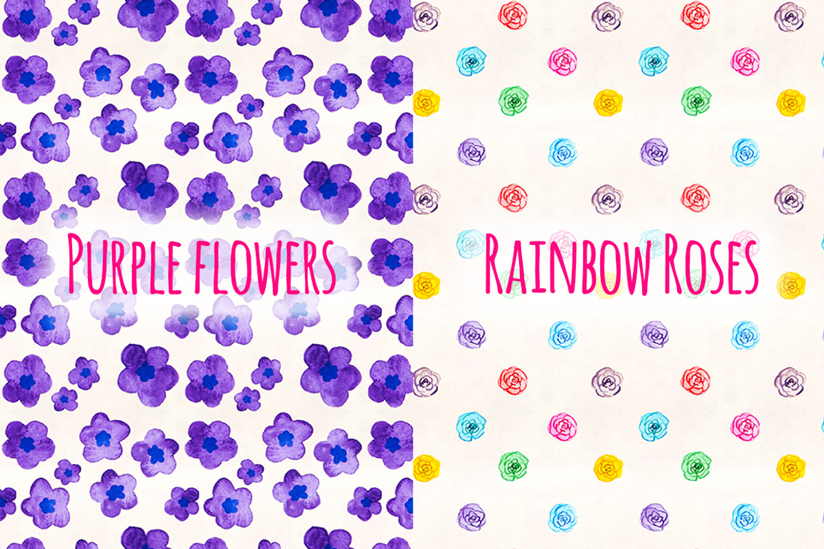 Floral Watercolor Patterns Bundle, a Pattern Graphic by Violet LeBeaux (Photo 2 of 5)
