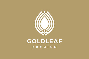 Gold Leaf Logo Vector Icon