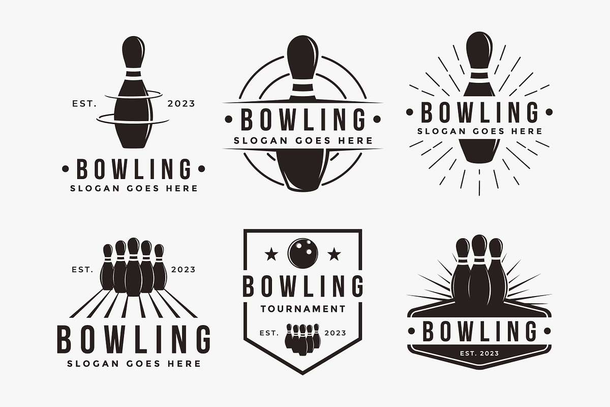 Set of Vintage classic Bowling logo, a Branding & Logo Template by DOMHOUZE