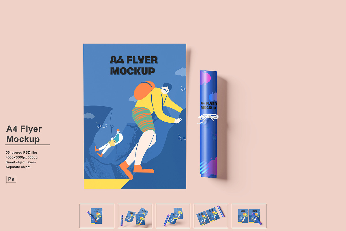 A4 FLYER MOCKUP, a Print Template by safrizalstudio (Photo 1 of 7)