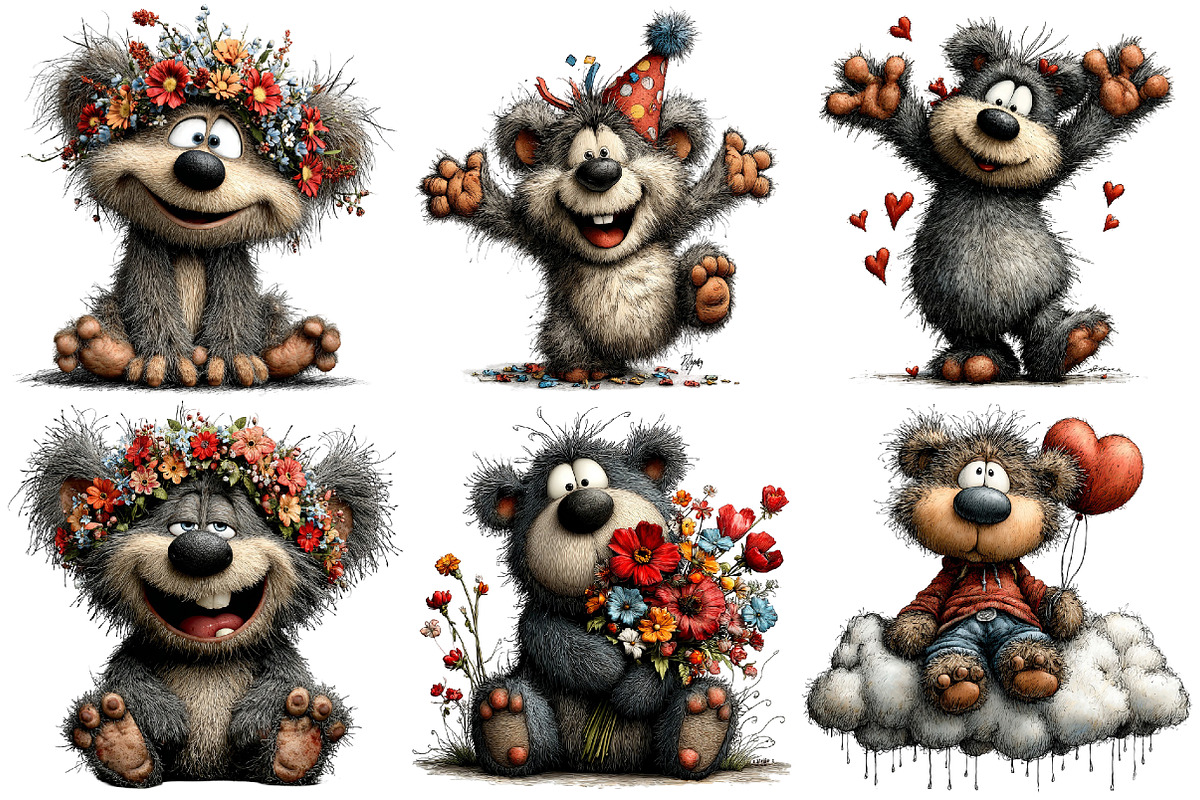 Whimsical Teddy Bear Clipart, an Illustration by Pixels.Craft (Photo 4 of 5)