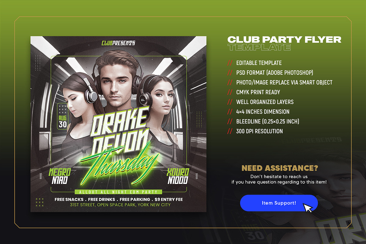 Night Club Party Square Flyer, a Flyer Template by Intenseartisan_Stock