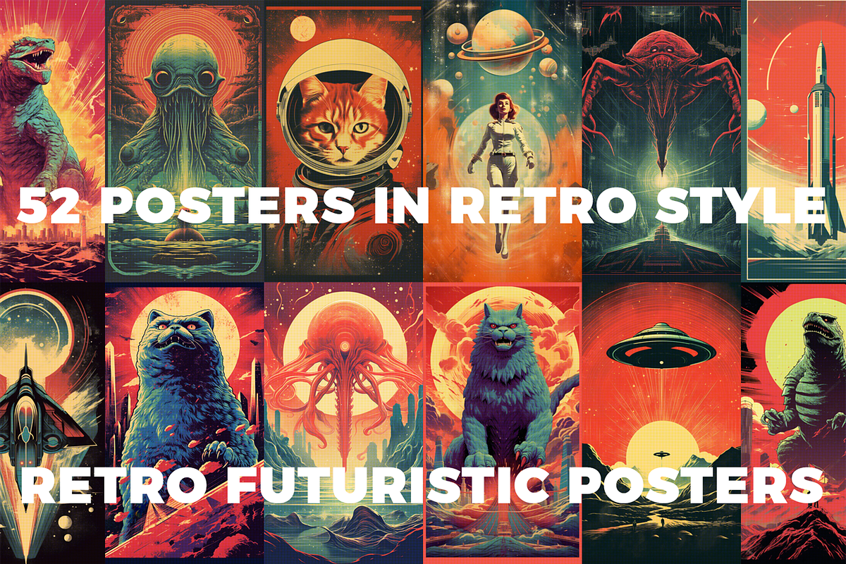 Retro Futuristic Posters, a Decorative Illustration by Fox's Monday (Photo 6 of 7)