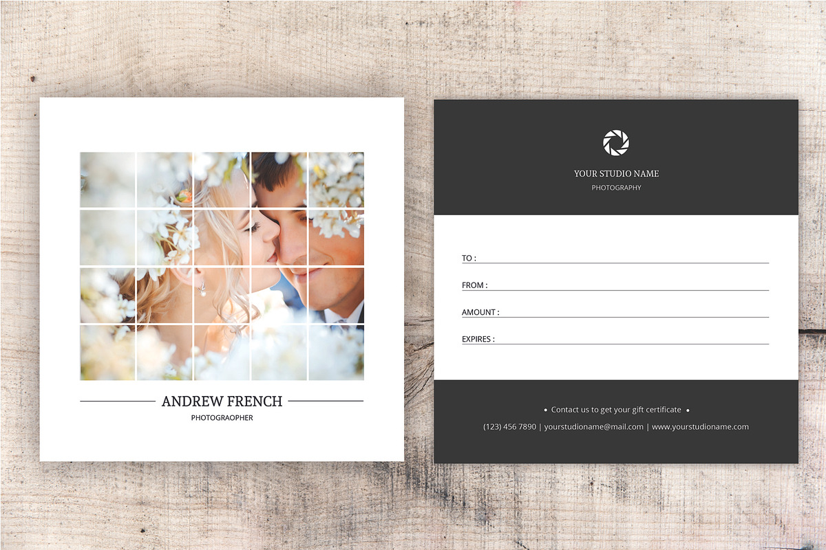 Photographer Gift Certificate-V05, a Card Template by Template Shop (Photo 1 of 3)