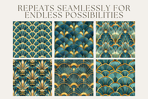 8 Gilded Teal Dreams Patterns