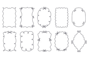 Hand drawn curly line frames. Doodle, an Illustration by winwin.art